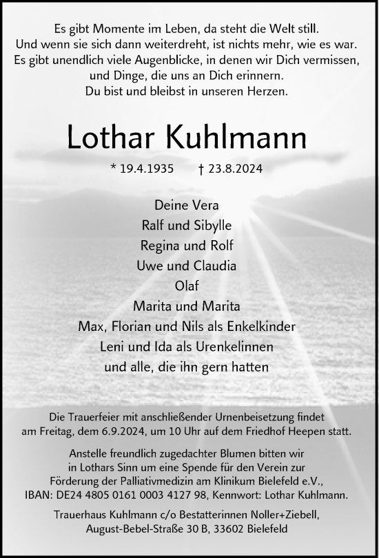 Traueranzeige von Lothar Kuhlmann von Neue Westfälische