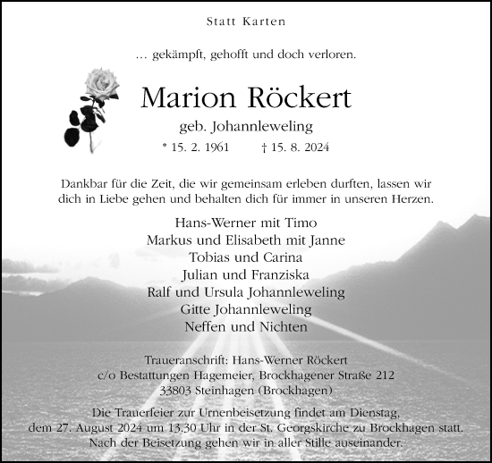 Traueranzeige von Marion Röckert von Neue Westfälische