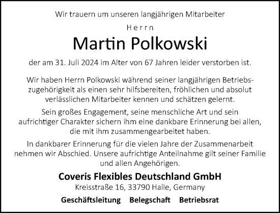 Traueranzeige von Martin Polkowski von Neue Westfälische