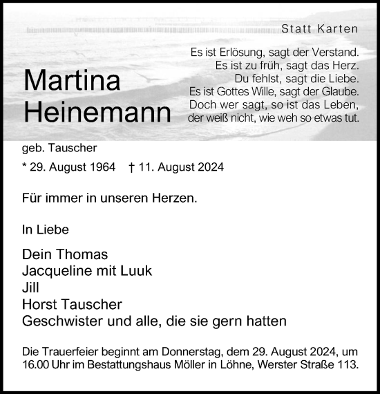 Traueranzeige von Martina Heinemann von Neue Westfälische