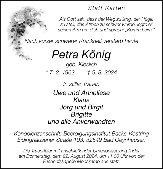 Traueranzeige von Petra König