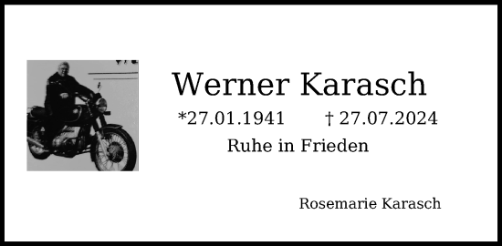 Traueranzeige von Werner Karasch von Neue Westfälische