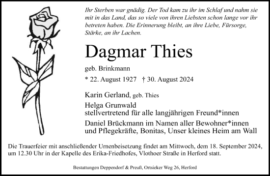 Traueranzeige von Dagmar Thies von Neue Westfälische