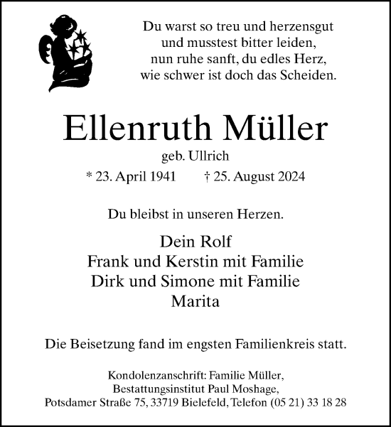 Traueranzeige von Ellenruth Müller von Neue Westfälische