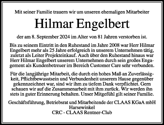 Traueranzeige von Hilmar Engelbert von Neue Westfälische