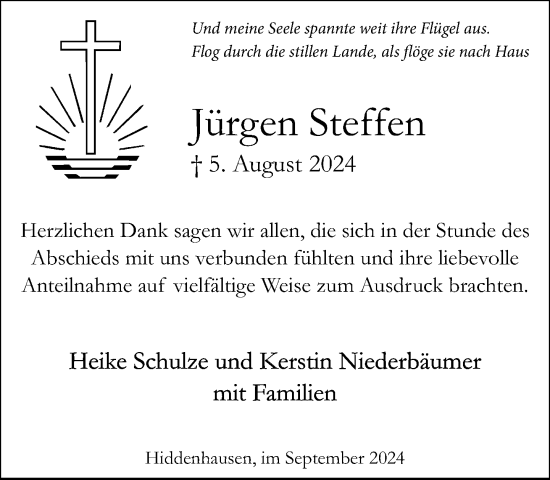 Traueranzeige von Jürgen Steffen von Neue Westfälische