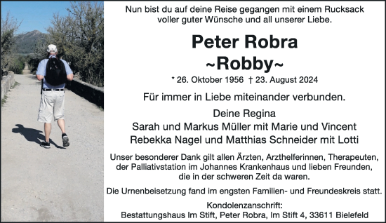 Traueranzeige von Peter Robra von Neue Westfälische