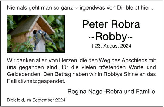 Traueranzeige von Peter Robra von Neue Westfälische