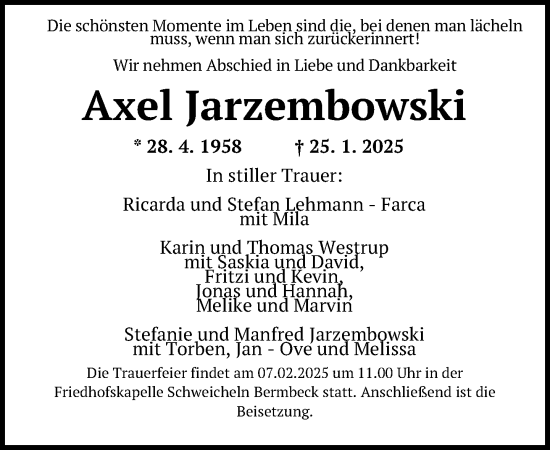 Traueranzeige von Axel Jarzembowski von Neue Westfälische und Westfalen-Blatt