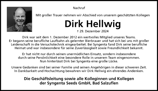 Traueranzeige von Dirk Hellwig von Neue Westfälische