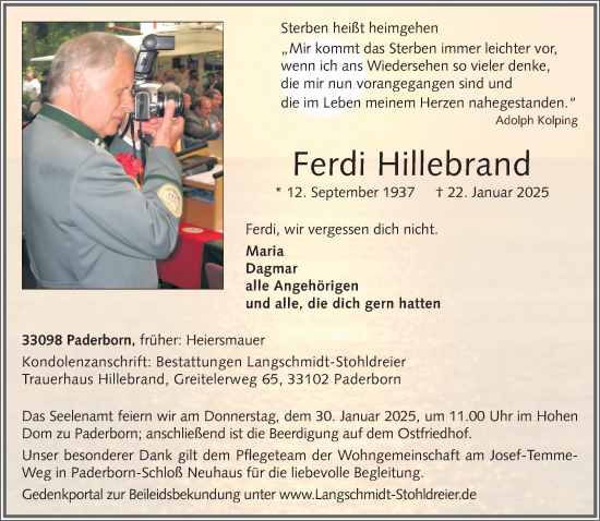 Traueranzeige von Ferdi Hillebrand von Neue Westfälische und Westfalen-Blatt