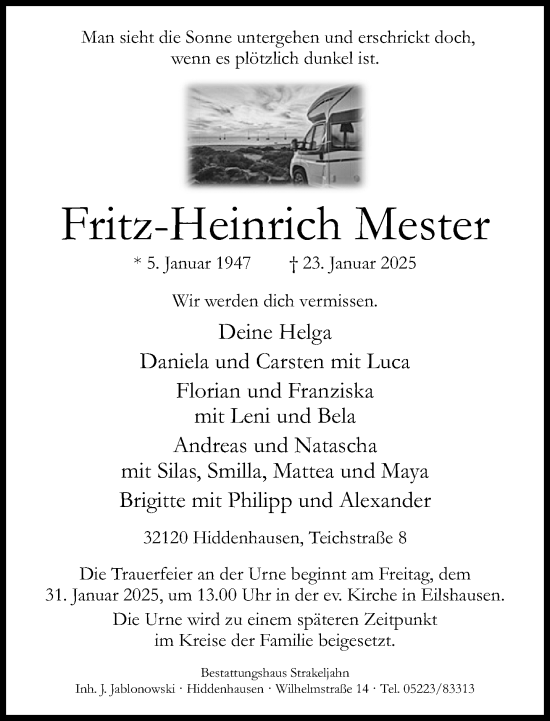 Traueranzeige von Fritz-Heinrich Mester von Neue Westfälische und Westfalen-Blatt