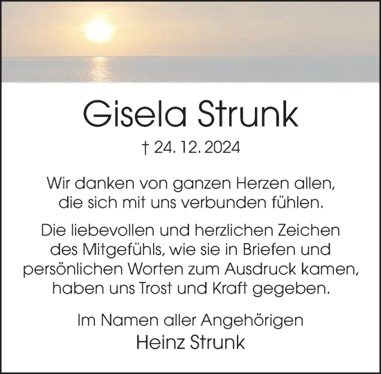 Traueranzeige von Gisela Strunk von Neue Westfälische und Westfalen-Blatt