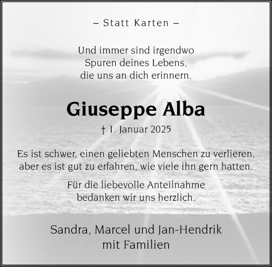 Traueranzeige von Giuseppe Alba von Neue Westfälische und Westfalen-Blatt