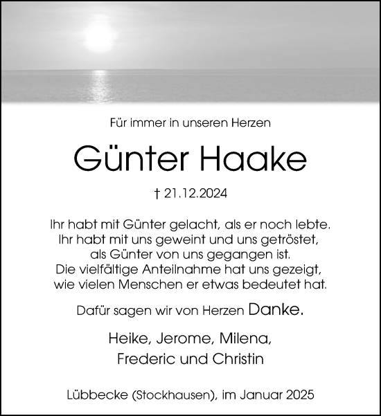 Traueranzeige von Günter Haake von Neue Westfälische und Westfalen-Blatt