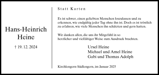 Traueranzeige von Hans-Heinrich Heine von Neue Westfälische und Westfalen-Blatt