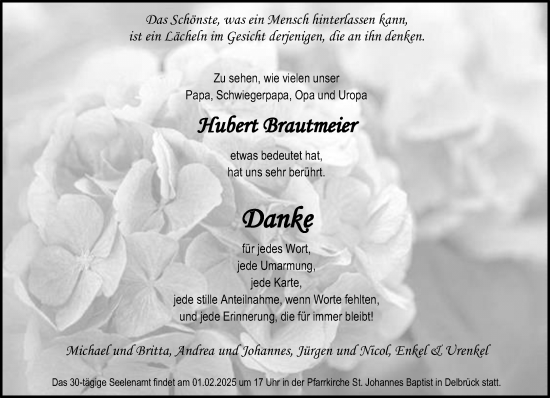 Traueranzeige von Hubert Brautmeier von Neue Westfälische und Westfalen-Blatt
