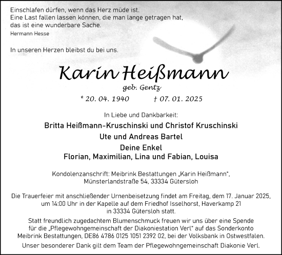 Traueranzeige von Karin Heißmann von Neue Westfälische