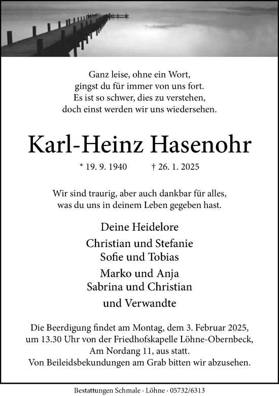 Traueranzeige von Karl-Heinz Hasenohr von Neue Westfälische und Westfalen-Blatt