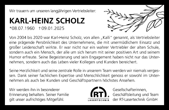 Traueranzeige von Karl-Heinz Scholz von Neue Westfälische und Westfalen-Blatt