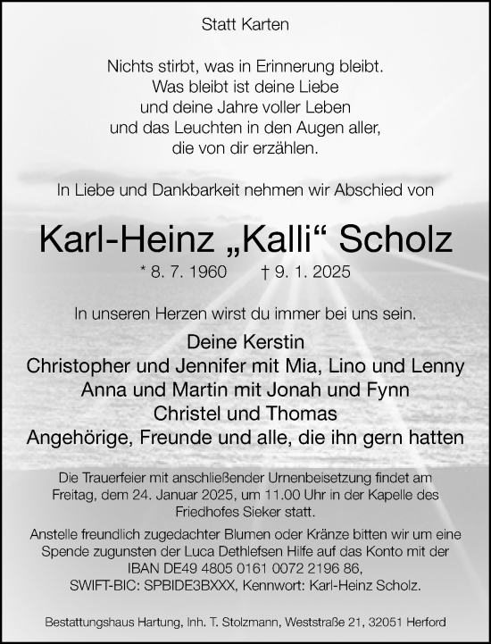 Traueranzeige von Karl-Heinz Scholz von Neue Westfälische und Westfalen-Blatt