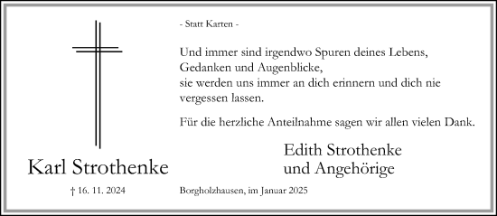 Traueranzeige von Karl Strothenke von Neue Westfälische und Westfalen-Blatt