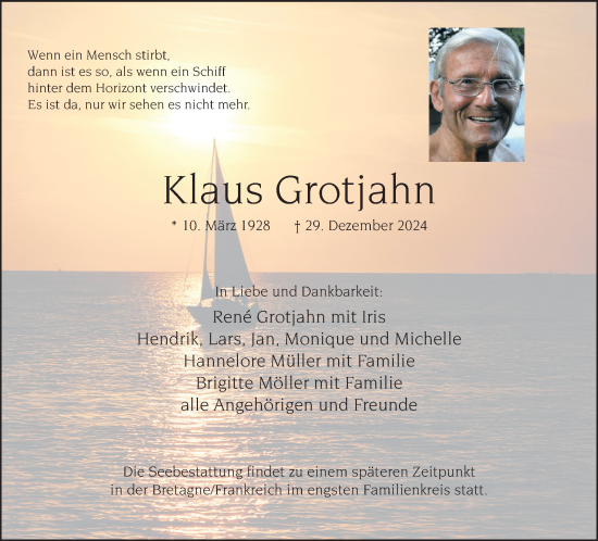 Traueranzeige von Klaus Grotjahn von Neue Westfälische und Westfalen-Blatt