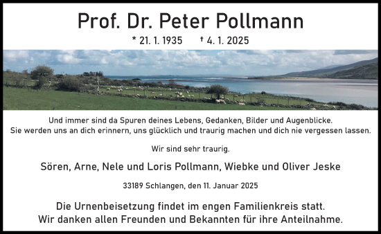 Traueranzeige von Peter Pollmann von Neue Westfälische