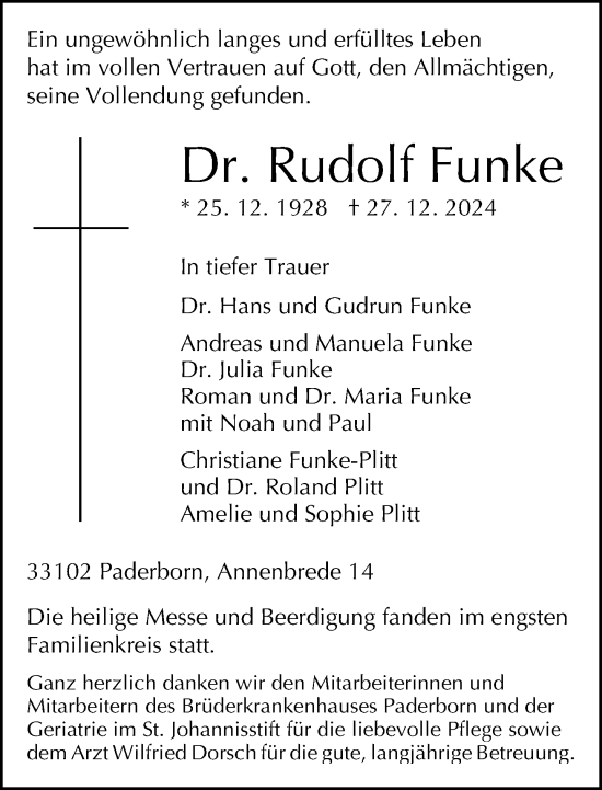 Traueranzeige von Rudolf Funke von Neue Westfälische