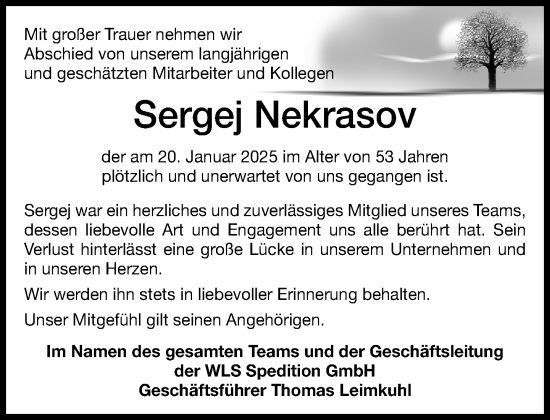 Traueranzeige von Sergej Nekrasov von Neue Westfälische und Westfalen-Blatt