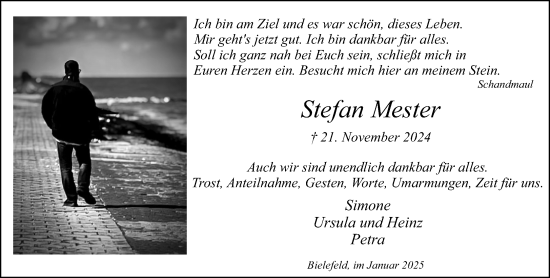 Traueranzeige von Stefan Mester von Neue Westfälische