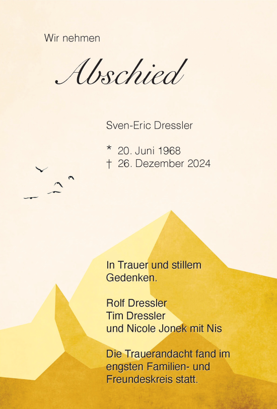 Traueranzeige von Sven-Eric Dressler von Neue Westfälische und Westfalen-Blatt