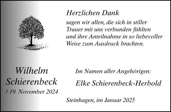 Traueranzeige von Wilhelm Schierenbeck von Neue Westfälische
