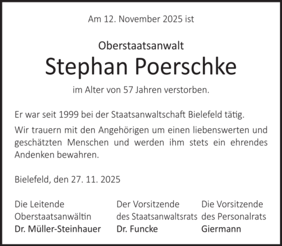 Traueranzeige von Stephan Poerschke von Neue Westfälische und Westfalen-Blatt