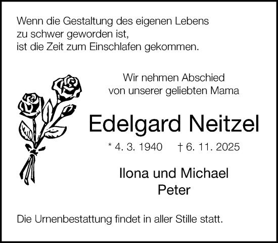 Traueranzeige von Edelgard Neitzel von Neue Westfälische und Westfalen-Blatt