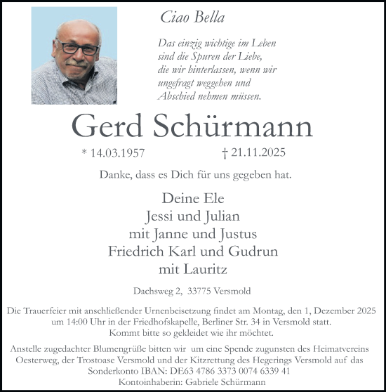 Traueranzeige von Gerd Schürmann von Neue Westfälische und Westfalen-Blatt