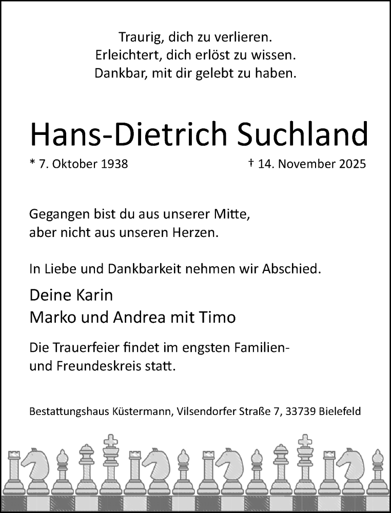  Traueranzeige für Hans-Dietrich Suchland vom 22.11.2025 aus Neue Westfälische und Westfalen-Blatt