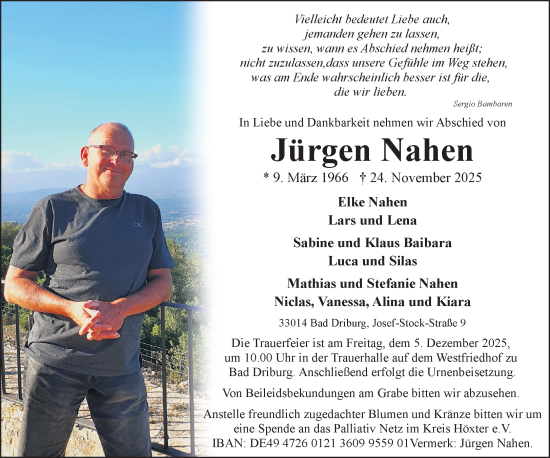 Traueranzeige von Jürgen Nahen von Neue Westfälische und Westfalen-Blatt