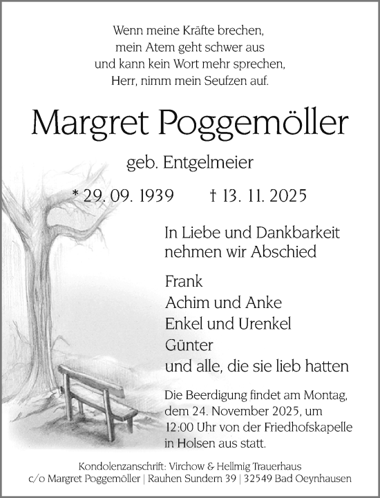 Traueranzeige von Margret Poggemöller von Neue Westfälische und Westfalen-Blatt