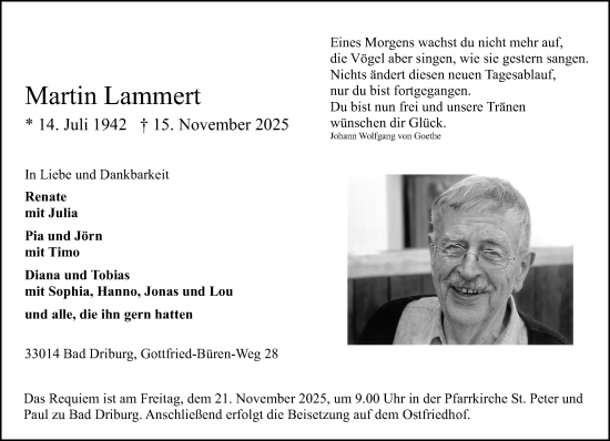 Traueranzeige von Martin Lammert von Neue Westfälische und Westfalen-Blatt