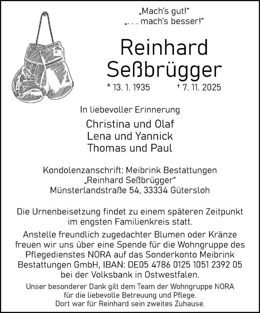  Traueranzeige für Reinhard Seßbrügger vom 15.11.2025 aus Neue Westfälische und Westfalen-Blatt