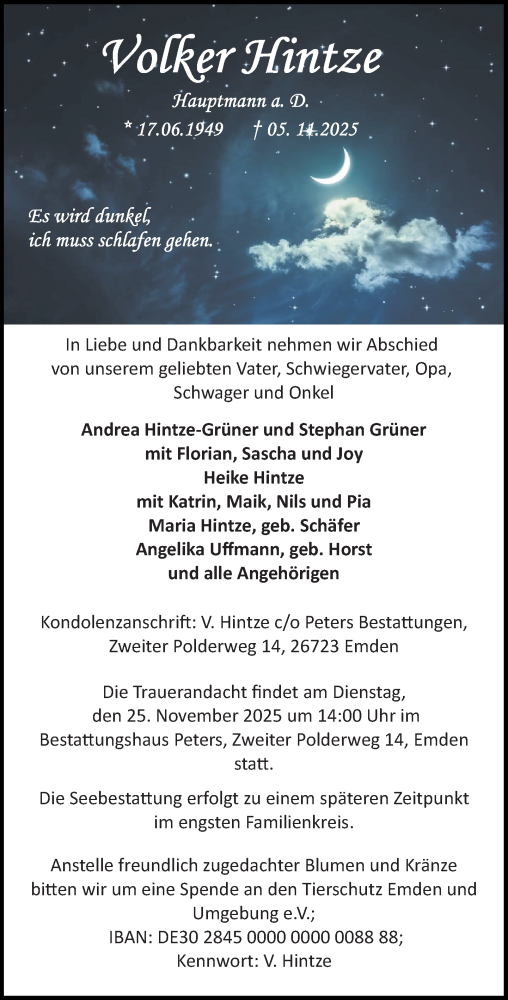 Traueranzeige von Volker Hintze von Neue Westfälische und Westfalen-Blatt