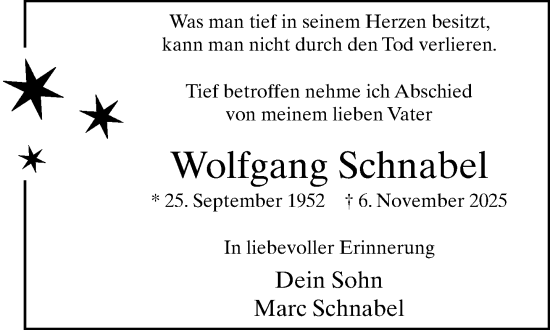 Traueranzeige von Wolfgang Schnabel von Neue Westfälische und Westfalen-Blatt