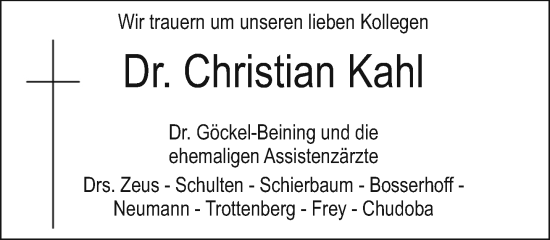 Traueranzeige von Christian Kahl von Neue Westfälische und Westfalen-Blatt