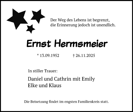 Traueranzeige von Ernst Hermsmeier von Neue Westfälische und Westfalen-Blatt