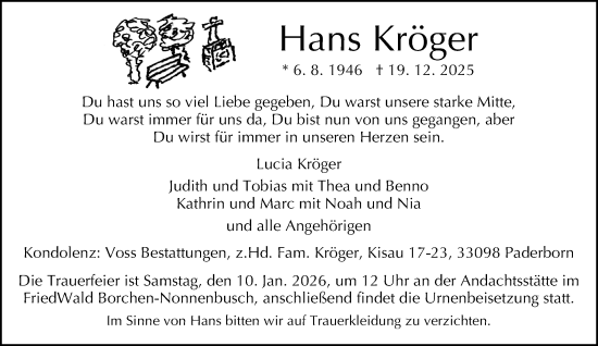 Traueranzeige von Hans Kröger von Neue Westfälische und Westfalen-Blatt