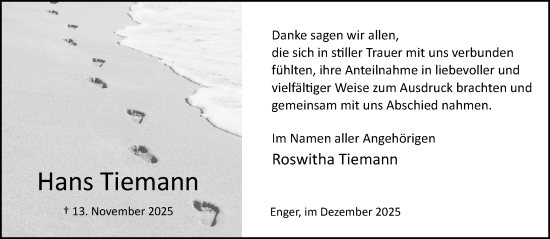 Traueranzeige von Hans Tiemann von Neue Westfälische und Westfalen-Blatt