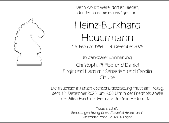 Traueranzeige von Heinz-Burkhard Heuermann von Neue Westfälische und Westfalen-Blatt
