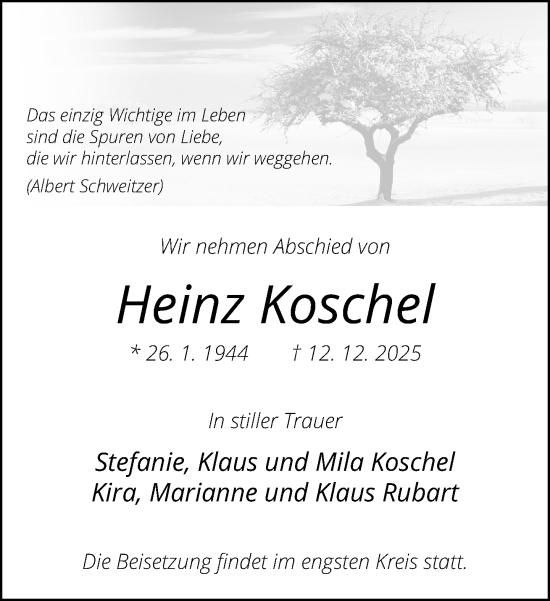 Traueranzeige von Heinz Koschel von Neue Westfälische und Westfalen-Blatt