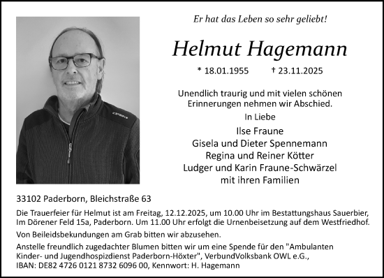 Traueranzeige von Helmut Hagemann von Neue Westfälische und Westfalen-Blatt